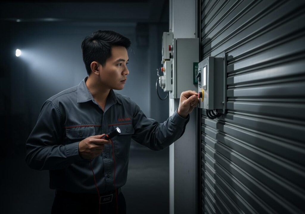 cửa cuốn không chạy khi mất điện