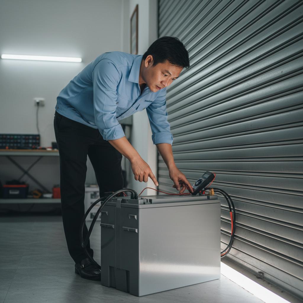 thay ắc quy cửa cuốn