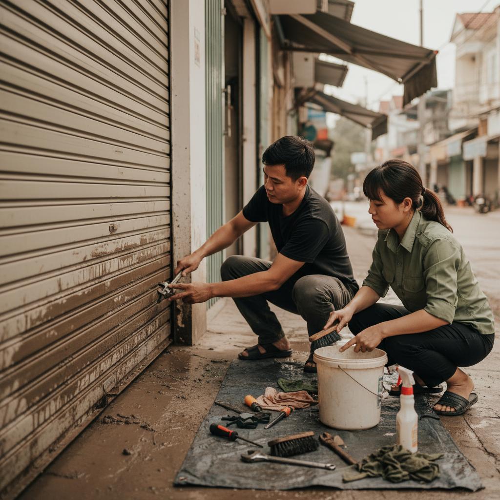 xử lý cửa cuốn sau ngập